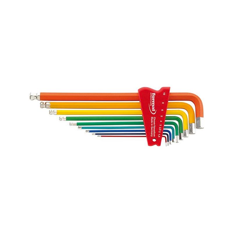 Llave Allen acodada con  punta esférica pintada1,5-10mm FORMAT