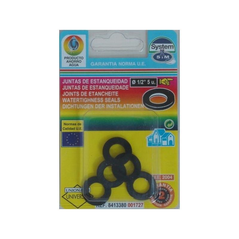 JUNTA FONTAN PLANA 1/2&quot; 5PZ GOMA S&amp;M 5 PZ                   
