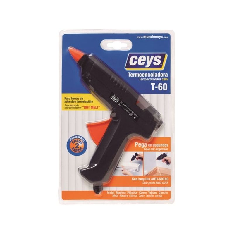 PISTOLA ENCOLAR TERMOFUSIBLE  60 W CON GATILLO T-60 CEYS    