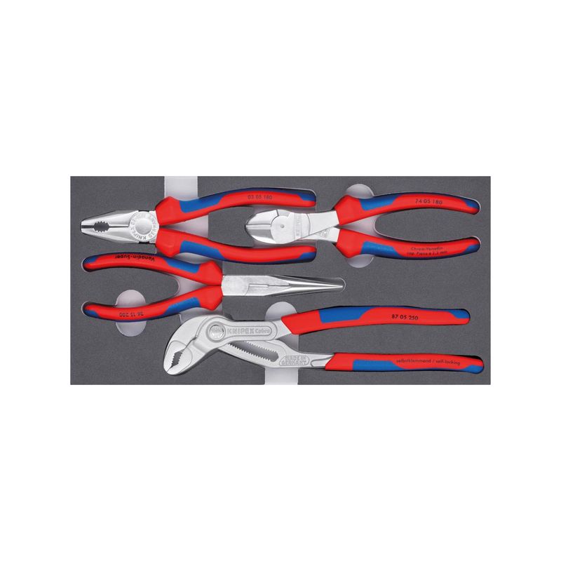 Jgo alicates Basic cromado c/revestimiento interiorespuma 4 pzas KNIPEX