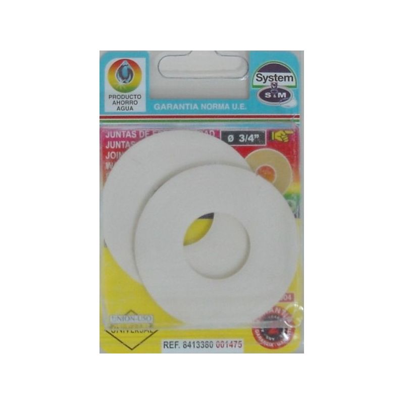 JUNTA FONTAN PLANA 3/4&quot; LAVABO GOMA S&amp;M 2 PZ
