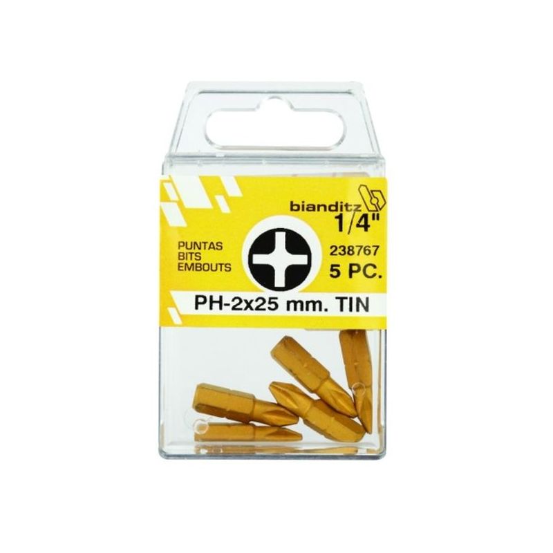 PUNTA ATORN PH2 1/4&quot;&quot;-25MM TITANIO BIANDITZ