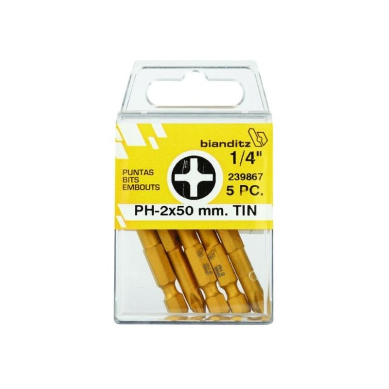PUNTA ATORN PH2 1/4&quot;&quot;-50MM TITANIO BIANDITZ