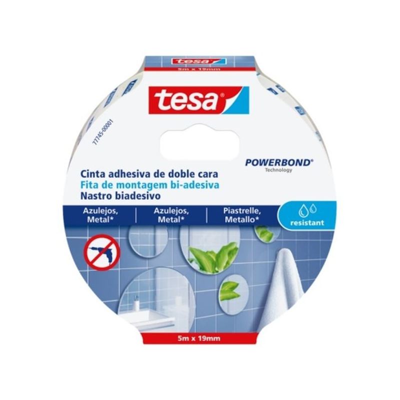 CINTA ADH 19MMx 5MT D/CARA RESIS HUMEDADTESA POWERBOND TESA