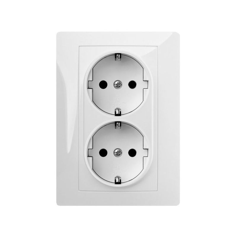 BASE ENCHUFE ELEC 16A-250V DOBLE SCHUKO TT EMPOTRAR ABS BL H