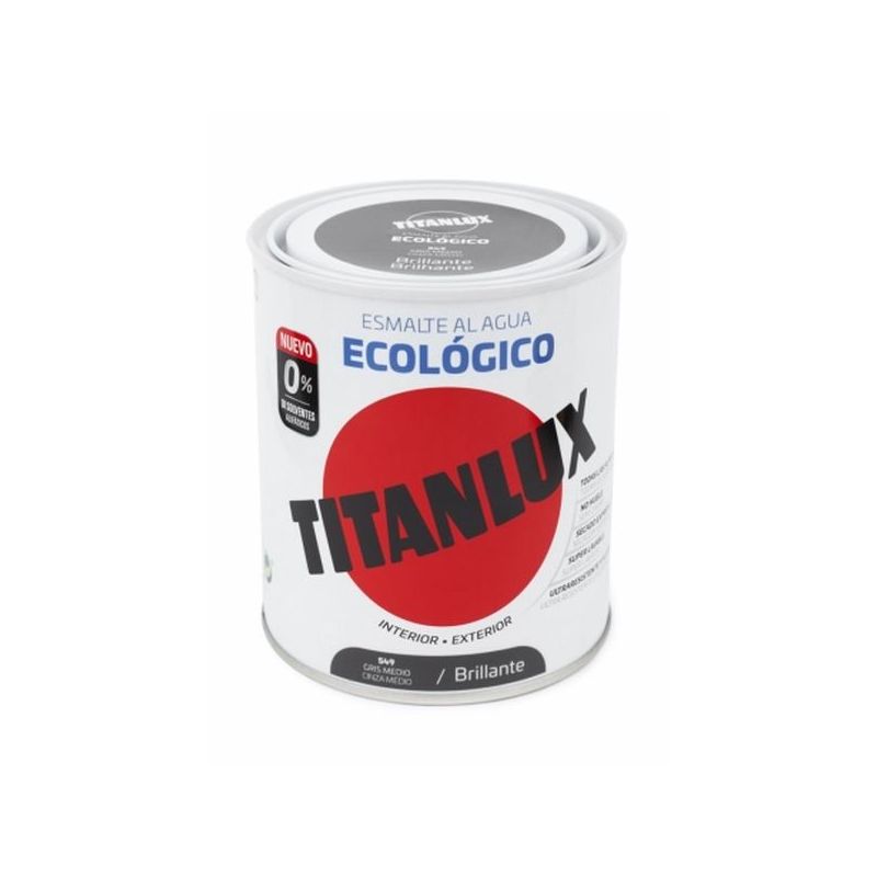 ESMALTE ACRIL BRI. 750 ML GR/MED AL AGUA ECOLOGICO TITANLUX