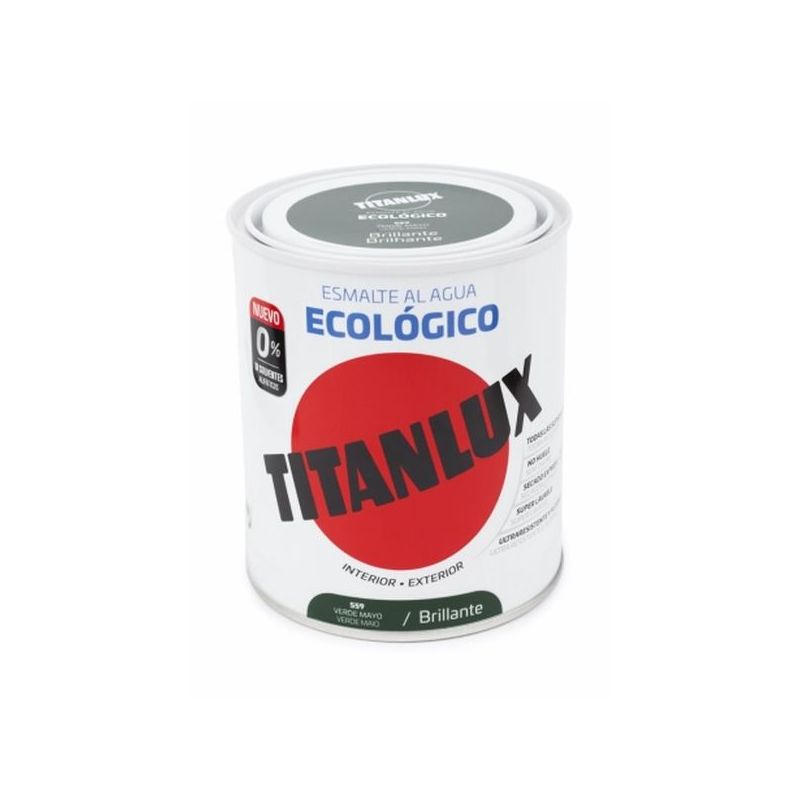ESMALTE ACRIL BRI. 750 ML VER/MAY AL AGUA ECOLOGICO TITANLUX