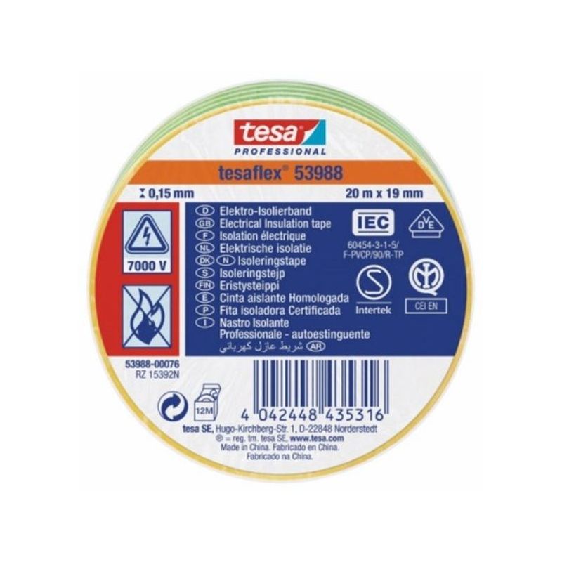 CINTA AISL. 20MT X 19MM TESATAPE PVC AM/VE 53988-00076-00