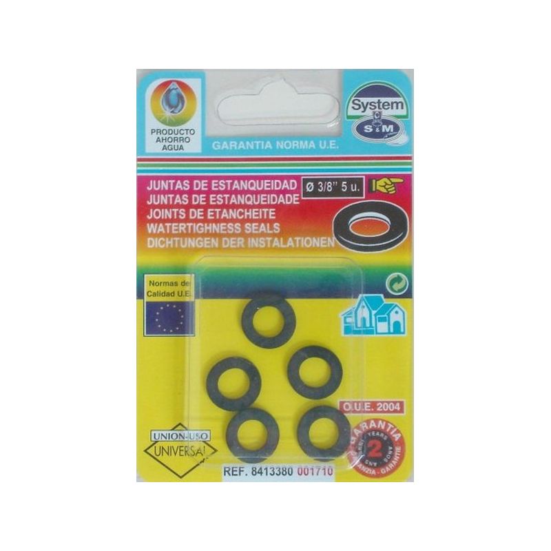JUNTA FONTAN PLANA 3/8&quot; 5PZ GOMA S&amp;M 5 PZ