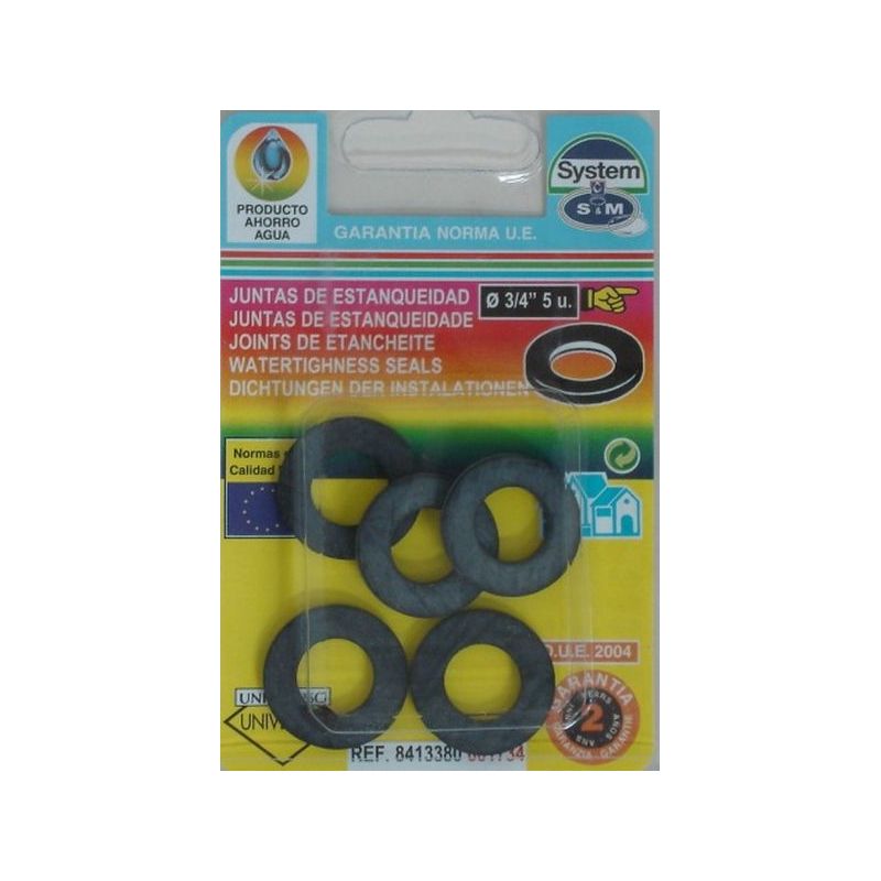 JUNTA FONTAN PLANA 3/4&quot; 5PZ GOMA S&amp;M 5 PZ