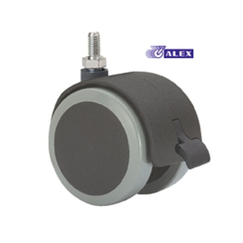RUEDA GIR.DBLE C/F 050MM 1-0646 ESP.ROS 050KG PU N/G DK ALEX