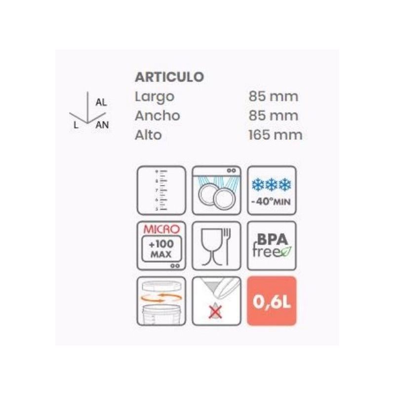 HERMETICO ALIMEN. RDO 0,6LT C/R AZ PL TATAY