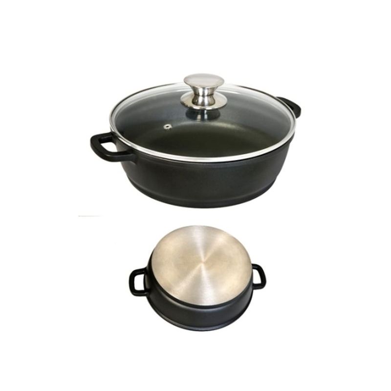 CACEROLA BAJA 32CM C/TAPA AL/FU ECOSTONE COOKWARE