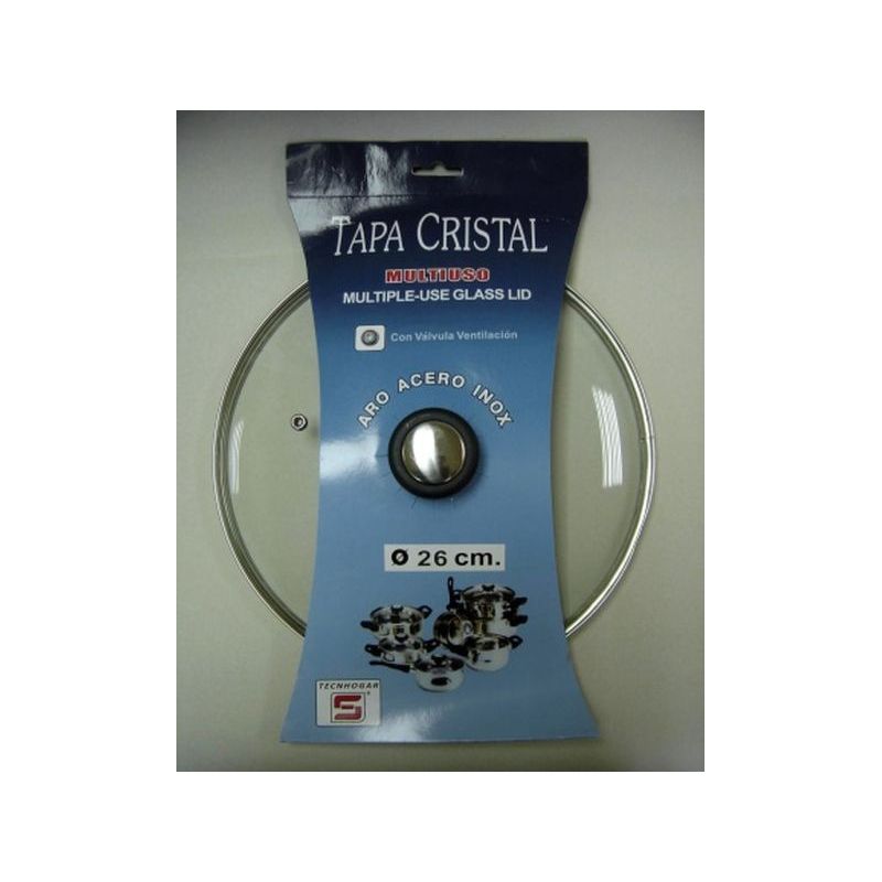 TAPA BAT COCINA 26CM VALV.VENTIL. ARO INOX-CRISTAL THOGAR