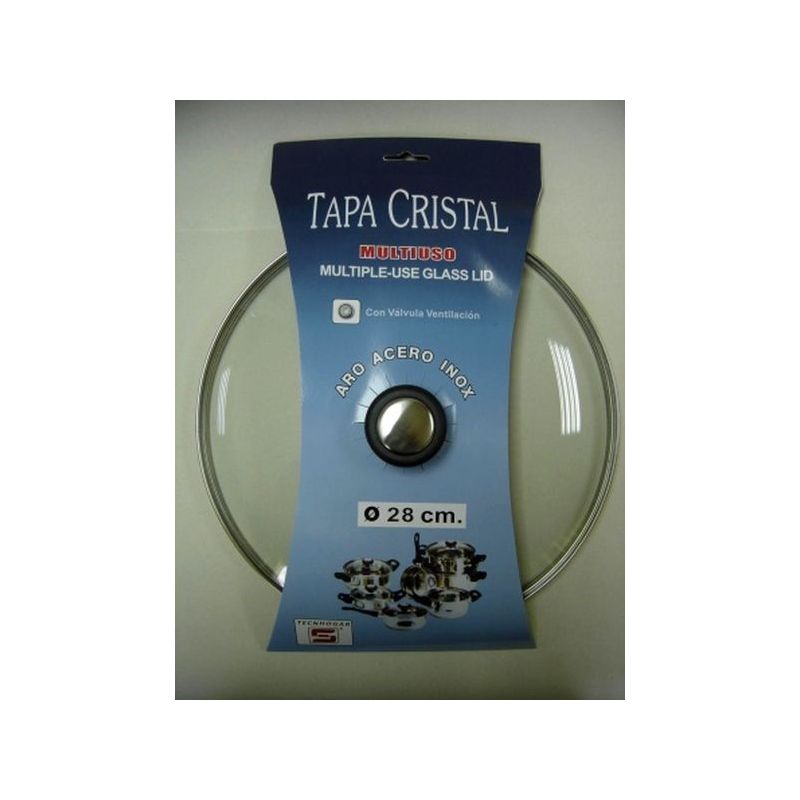 TAPA BAT COCINA 28CM VALV.VENTIL. ARO INOX-CRISTAL TECNHOGAR