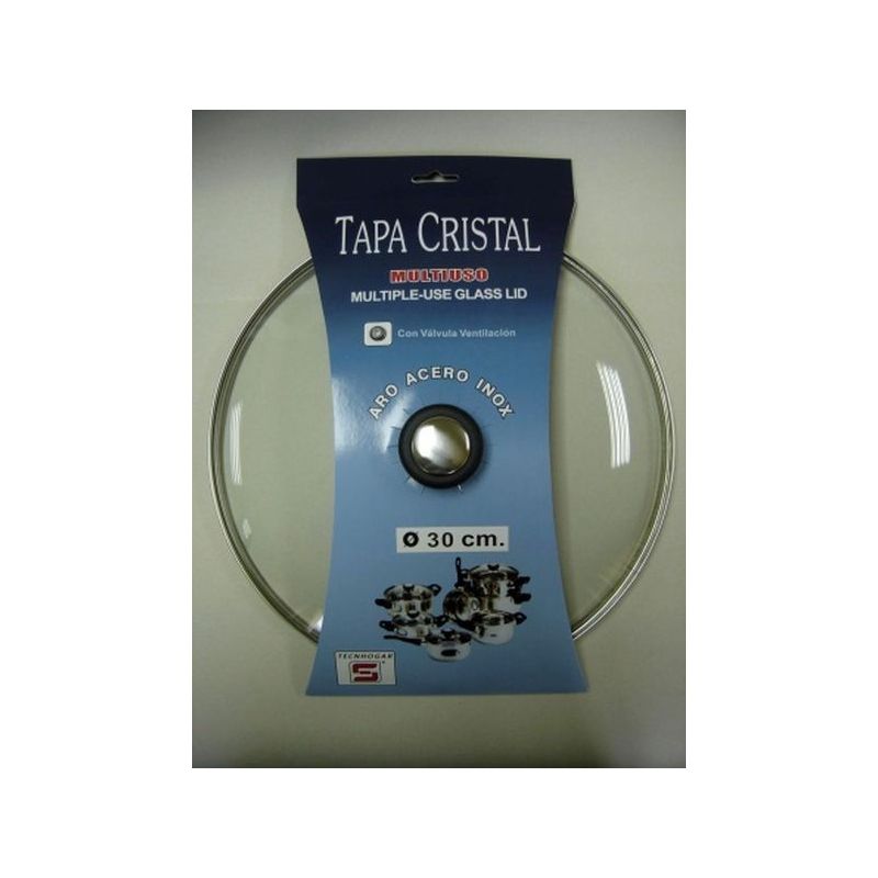 TAPA BAT COCINA 30CM VALV.VENTIL. ARO INOX-CRISTAL TECNHOGAR