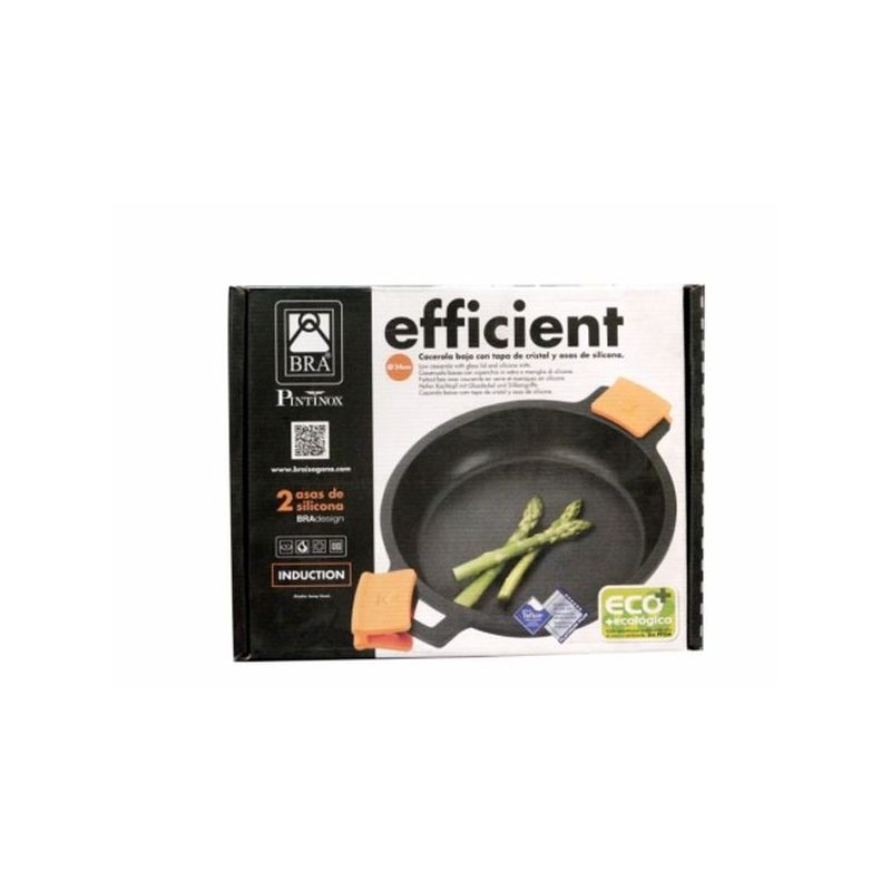 CACEROLA BAJA 24CM C/TAPA IND AL/FU EFFICENT BRA