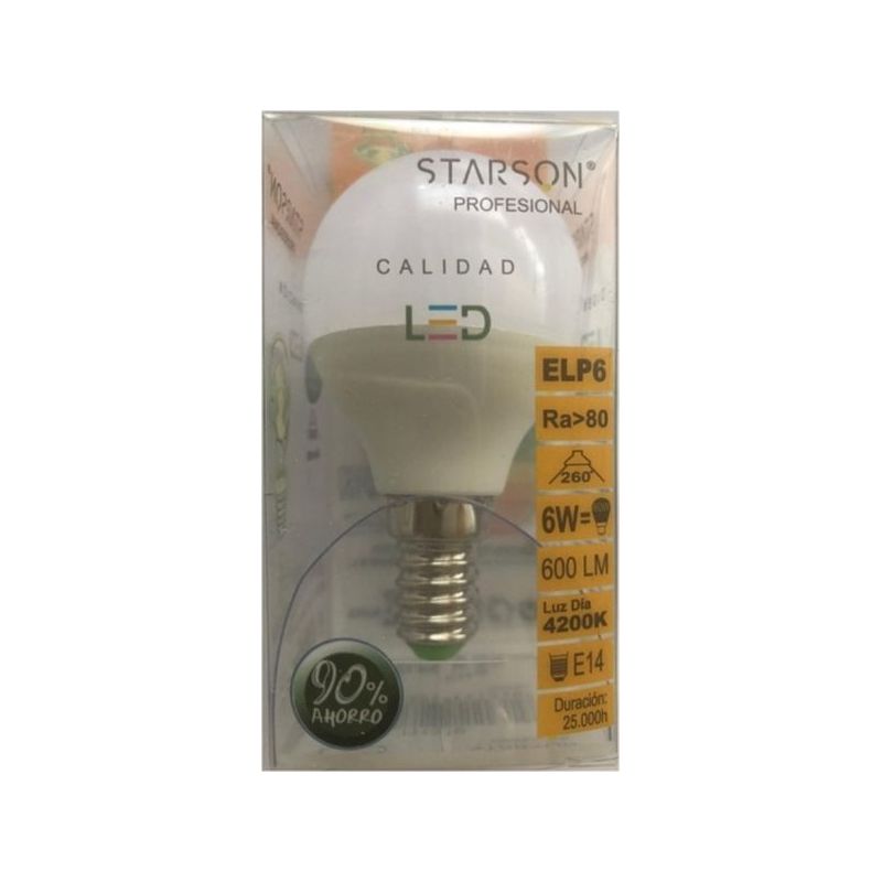 LAMPARA ILUMIN LED ESF. E14 6W 600LM 4200K STARSON