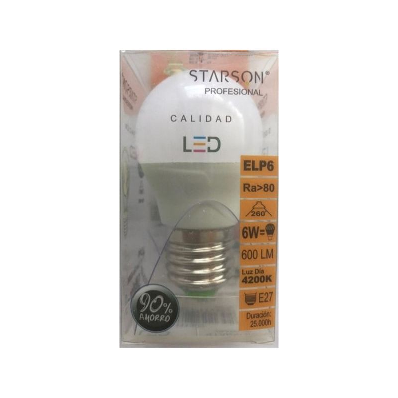 LAMPARA ILUMIN LED ESF. E27 6W 600LM 4200K STARSON