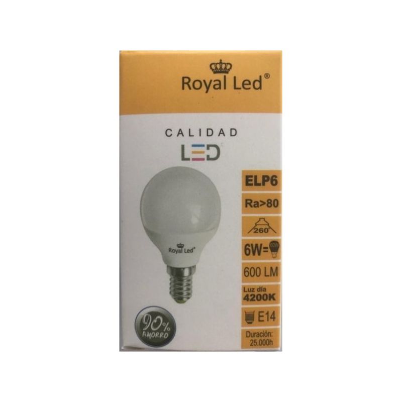 LAMPARA ILUMIN LED ESF. E14 6W 600LM 4200K ROYAL LED