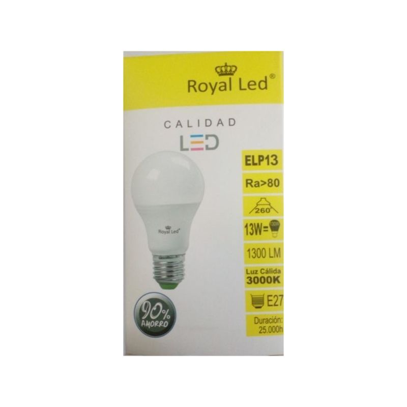 LAMPARA ILUMIN LED ESTAN E27 13W 1300LM 3000K ROYAL LED