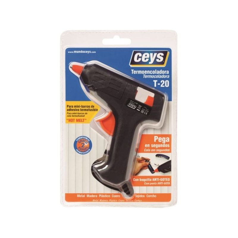 PISTOLA ENCOLAR TERMOFUSIBLE 20 W CON GATILLO T-20 CEYS