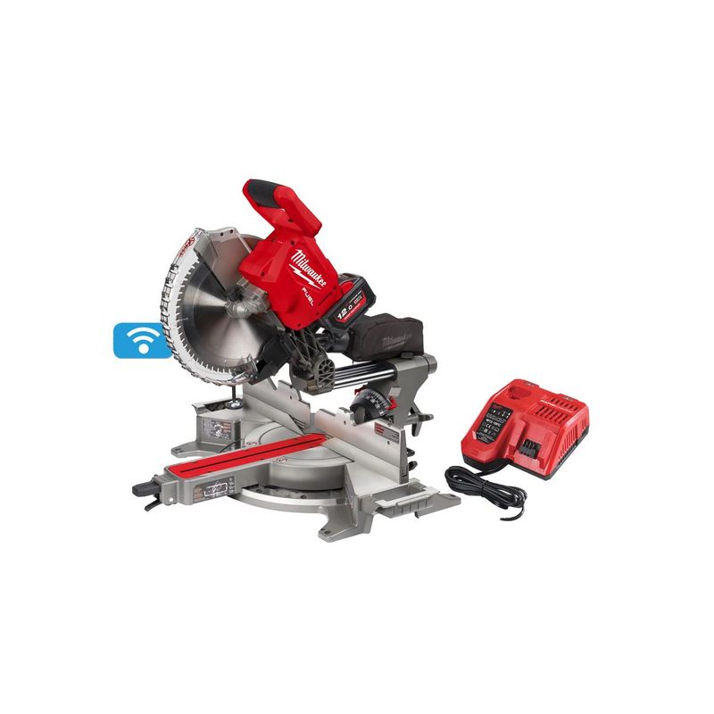 M18FMS305-121 Ingletadora telescópica M18 FUEL™, 3600rpm, diámetro del disco 305mm, peso 22,5kg con batería. Se suministra con 1 batería HIGH OUTPUT™ M18HB12 y cargador rápido M12-18FC