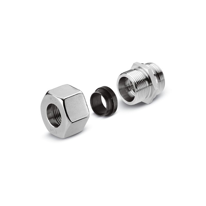 Conector de tubería / palanca de cierre, acero inoxidable (Ermeto)