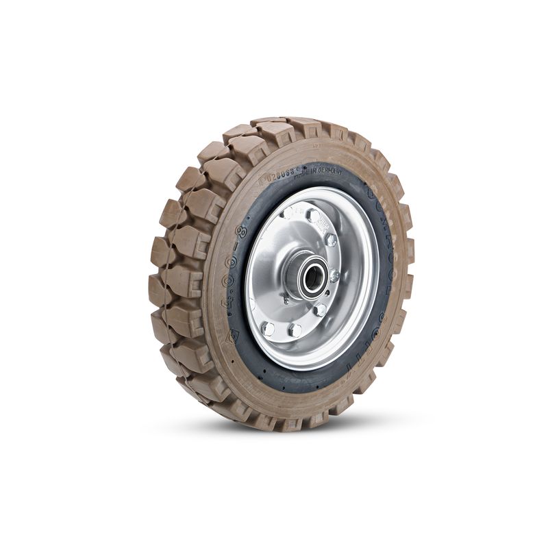 Neumáticos seguros contra pinchazos (tras.), ruedas macizas de goma, no dejan marca.