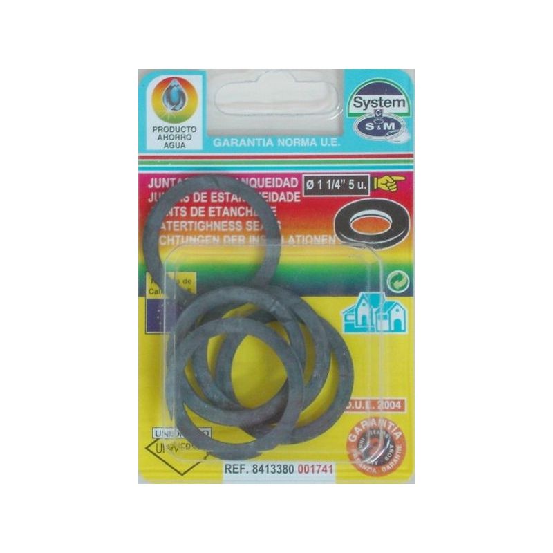 JUNTA FONTAN PLANA 1&quot;1/4 GOMA S&amp;M 5 PZ                      